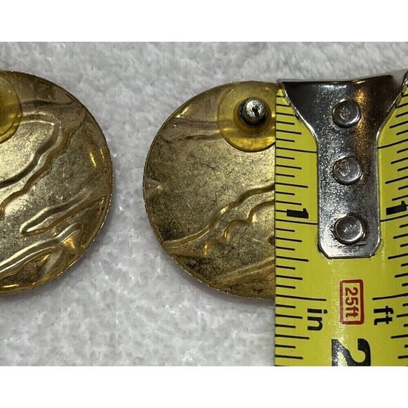 Vintage Rare Animal Print Earrings Enamel Round Red Gold 80s Retro Punk - Picture 6 of 7